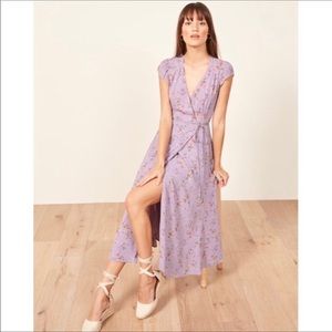 Reformation purple carina midi wrap dress size M